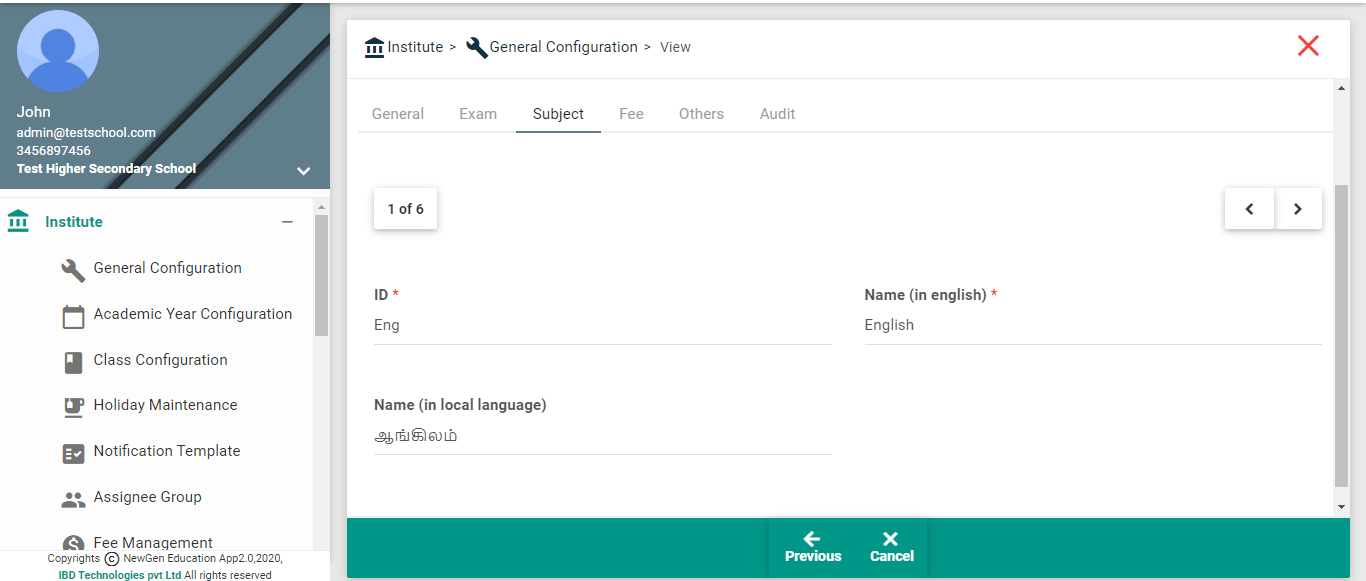 How to Create General configuraton?-Subject Details Image