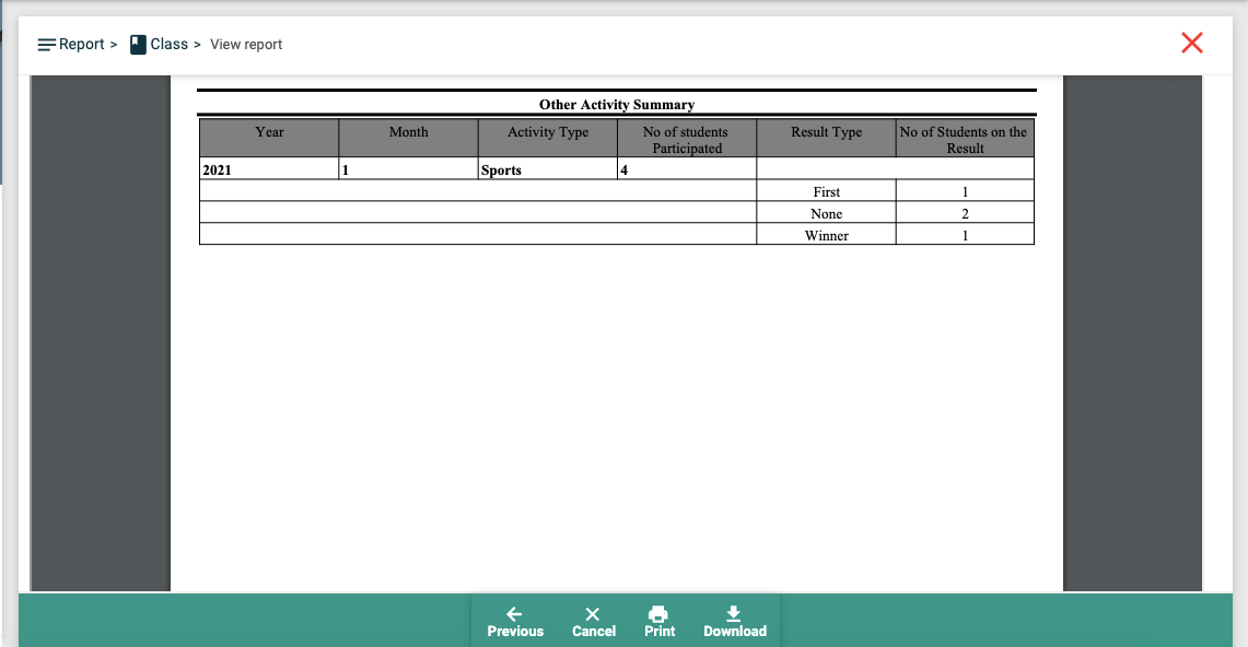 How to take Class Report?-Other Activity Summary Image